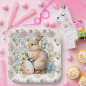 Floral Easter Rabbit Papieren Bordje (Feest)