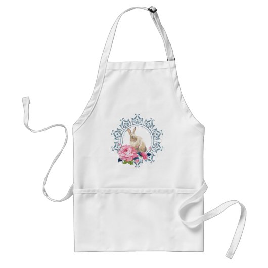 Floral Easter Rabbit Standaard Schort (Voorkant)