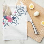 Floral Easter Rabbit Theedoek (Quarter Fold)