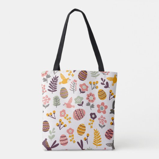 Floral Easter Spring Pattern | Canvas tas (Achterkant)