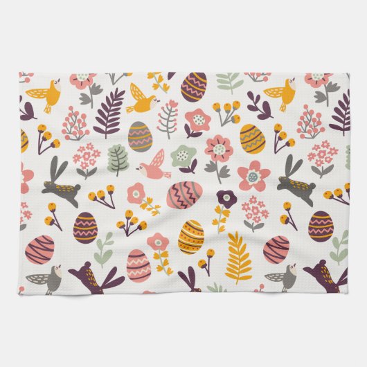 Floral Easter Spring Pattern | Keukenhanddoek (Horizontaal)