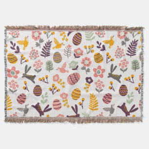 Floral Easter Spring Pattern   Throw Blanket Deken