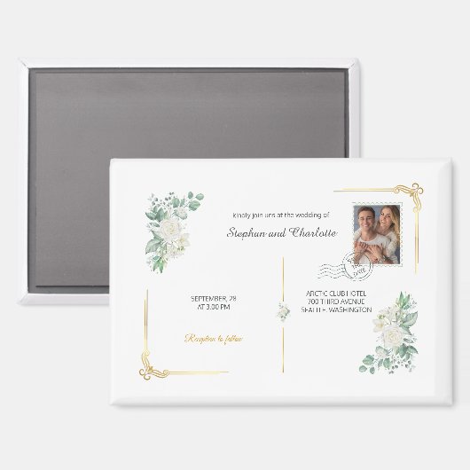 Floral editable Save the Date magnet (Recto/Verso)