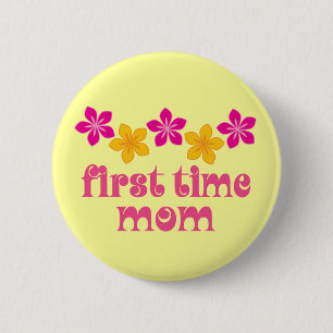 Floral eerste keer mama ronde button 5,7 cm