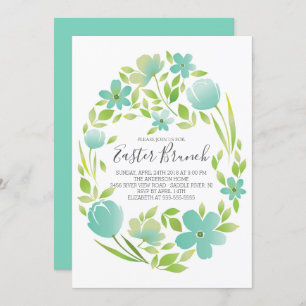 Floral Egg Easter Brunch Dinner Party Invitation Kaart