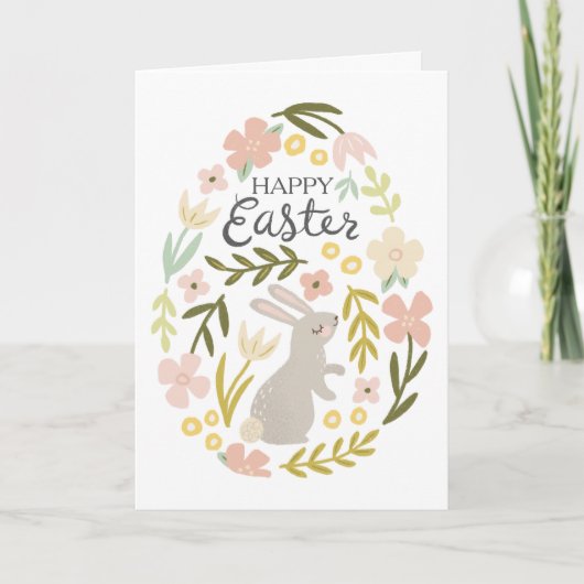 Floral Egg Easter Note Kaart (Voorkant)