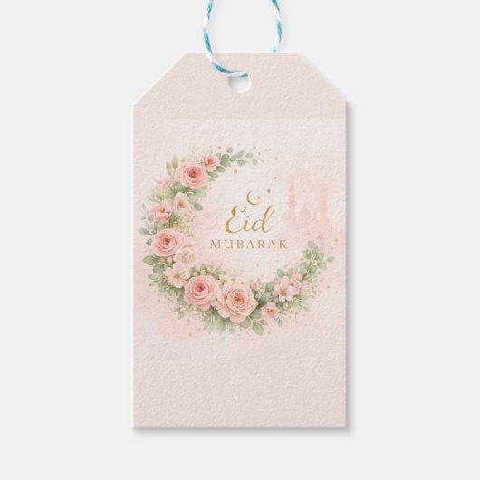 Floral Eid Mubarak – Blush Pink Islamic Gift f Cadeaulabel (Voorkant)