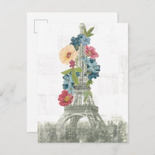 Floral Eiffel Tower | Parijs, Frankrijk Briefkaart (Voorkant / Achterkant)