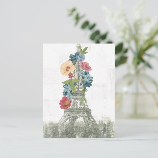 Floral Eiffel Tower | Parijs, Frankrijk Briefkaart (Staand voorkant)