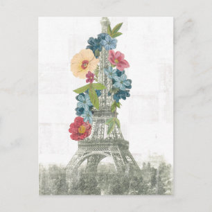 Floral Eiffel Tower   Parijs, Frankrijk Briefkaart