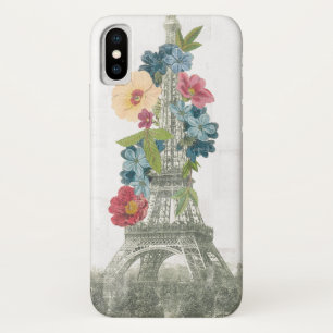Floral Eiffel Tower Parijs, Frankrijk iPhone X Hoesje