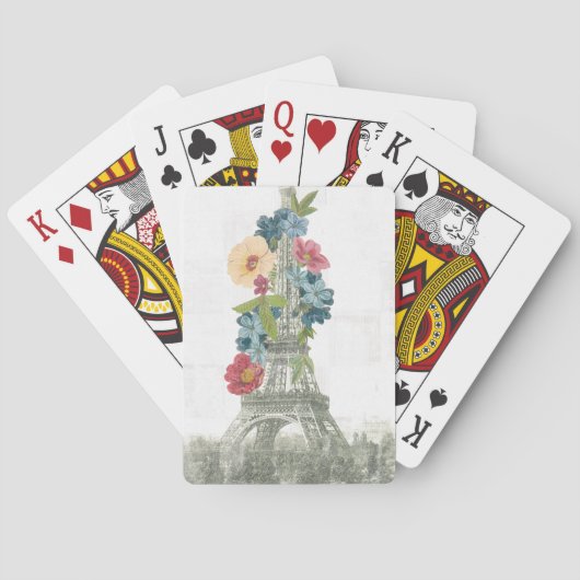 Floral Eiffel Tower | Parijs, Frankrijk Pokerkaarten (Achterkant)