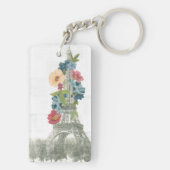 Floral Eiffel Tower | Parijs, Frankrijk Sleutelhanger (achterkant)