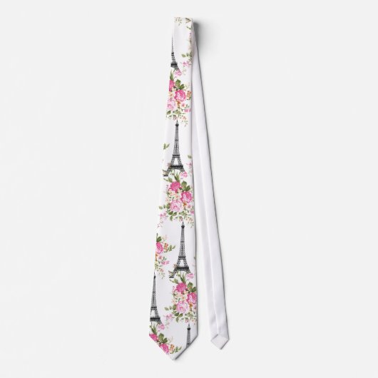 Floral Eiffel Tower Stropdas (Voorkant)
