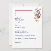 Floral Elegance Bruiloft Kaart (Voorkant)