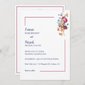 Floral Elegance Bruiloft Kaart (Voorkant / Achterkant)