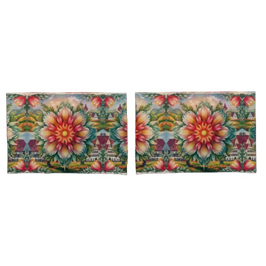 Floral Elegance: Duitse Stamp Art Body Kussen Kussensloop (Voorkant-Set)