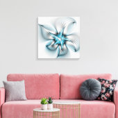 Floral Elegance Modern Abstract Blue Fractal Art Canvas Afdruk (Insitu (Woonkamer))