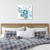 Floral Elegance Modern Abstract Blue Fractal Art Canvas Afdruk (Insitu (Slaapkamer))