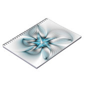 Floral Elegance Modern Abstract Blue Fractal Art Notitieboek (Linkerzijde)