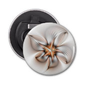 Floral Elegance Modern Abstract Fractal Art Button Flesopener (Voorkant)