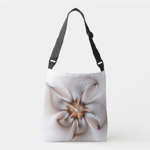 Floral Elegance Modern Abstract Fractal Art Crossbody Tas