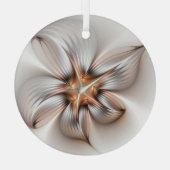 Floral Elegance Modern Abstract Fractal Art Glas Ornament (Achterkant)