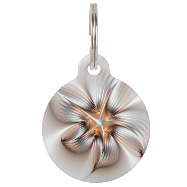 Floral Elegance Modern Abstract Fractal Art Huisdierpenning (Voorkant)