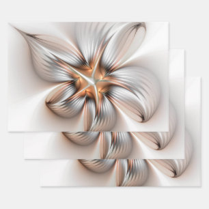 Floral Elegance Modern Abstract Fractal Art Inpakpapier Vel