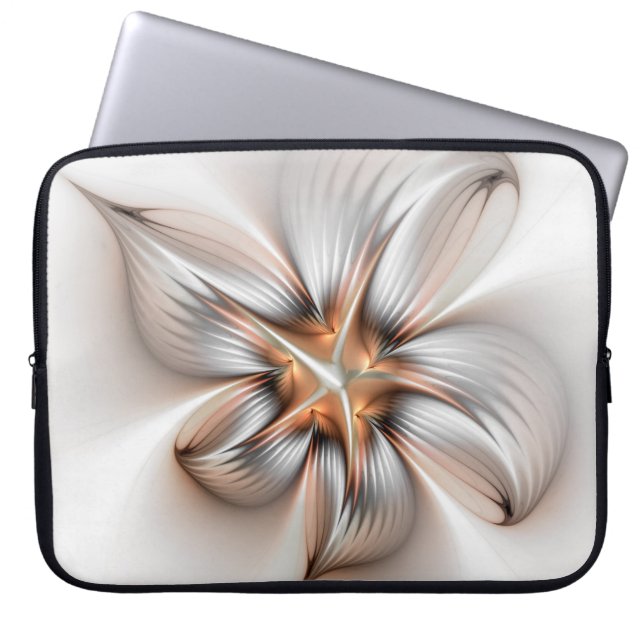 Floral Elegance Modern Abstract Fractal Art Laptop Sleeve (Voorkant)