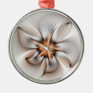 Floral Elegance Modern Abstract Fractal Art Metalen Ornament