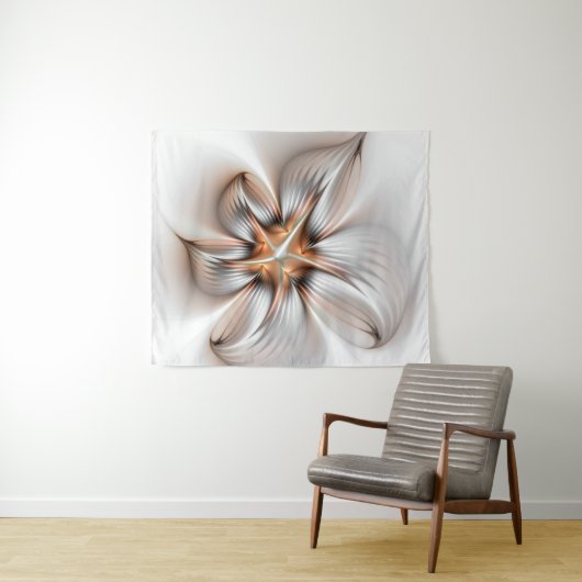 Floral Elegance Modern Abstract Fractal Art Wandkleed (In Situ (horizontaal))