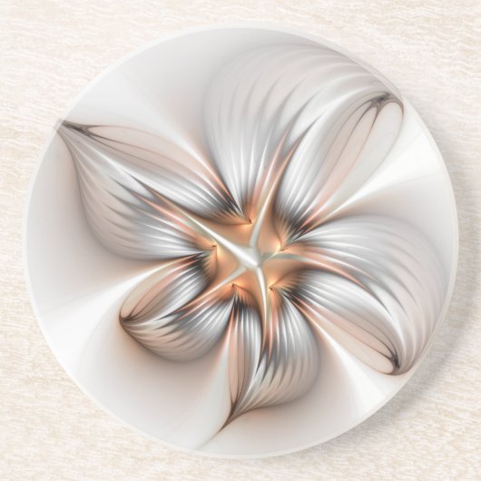 Floral Elegance Modern Abstract Fractal Art Zandsteen Onderzetter (Voorkant)