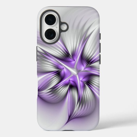 Floral Elegance Modern Abstract Violet Fractal Art Case-Mate iPhone Case (Achterkant)