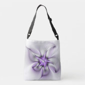 Floral Elegance Modern Abstract Violet Fractal Art Crossbody Tas (Achterkant)