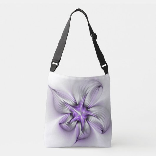 Floral Elegance Modern Abstract Violet Fractal Art Crossbody Tas (Voorkant)