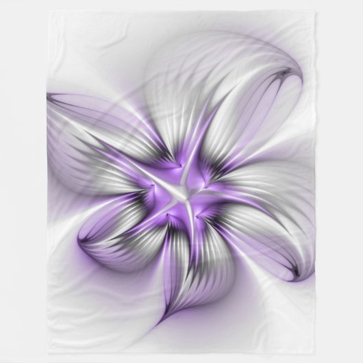 Floral Elegance Modern Abstract Violet Fractal Art Fleece Deken (Voorkant)
