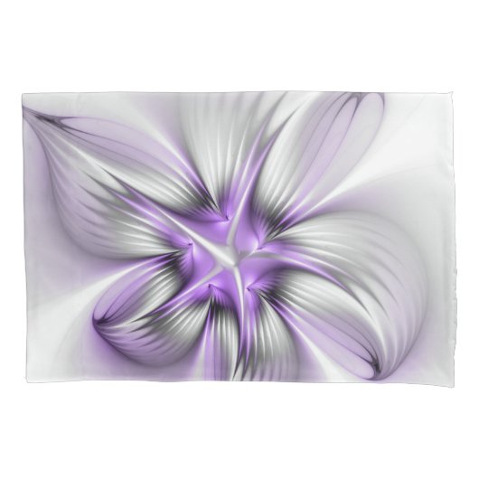 Floral Elegance Modern Abstract Violet Fractal Art Kussensloop (Voorkant)