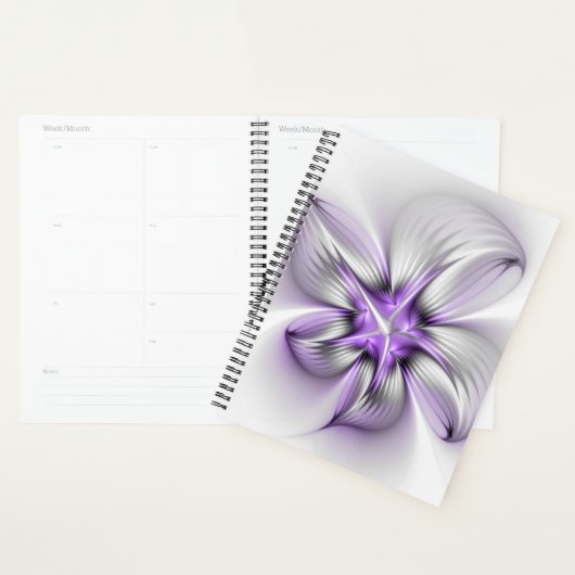 Floral Elegance Modern Abstract Violet Fractal Art Planner (Display)