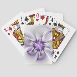 Floral Elegance Modern Abstract Violet Fractal Art Pokerkaarten