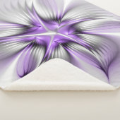 Floral Elegance Modern Abstract Violet Fractal Art Sherpa Deken (3/4)