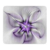 Floral Elegance Modern Abstract Violet Fractal Art Snijplank (Voorkant)