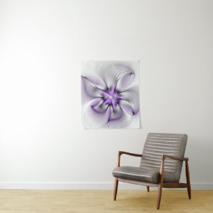 Floral Elegance Modern Abstract Violet Fractal Art Wandkleed