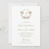 Floral Elegance Monogram Crest Wedding Kaart (Voorkant)