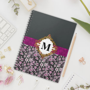 Floral Elegance Monogrammed Journal:  roze Notitieboek