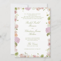Floral Elegance Pink Green Frame Wedding