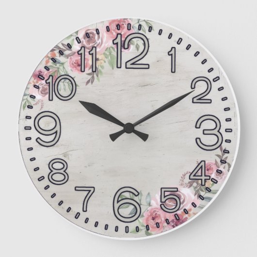 Floral Elegance Round Acrylic Wall Clock Grote Klok (Voorkant)