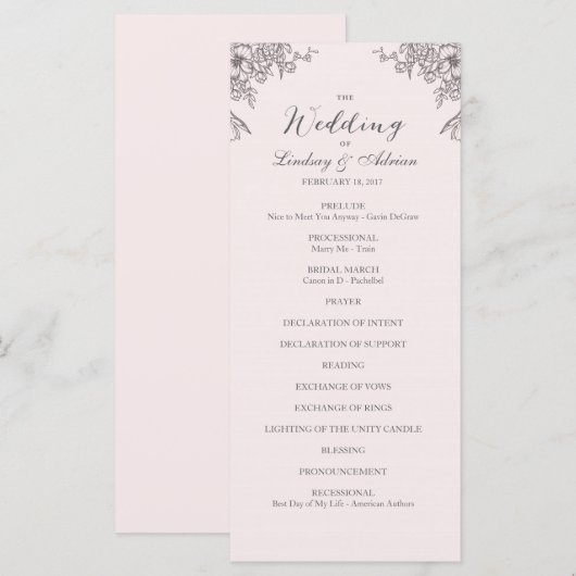 Floral Elegance Wedding Programma (Voorkant / Achterkant)