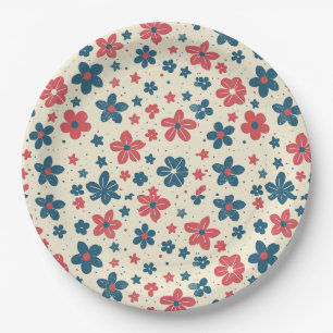 Floral  Elegant 4th July Papier Bord