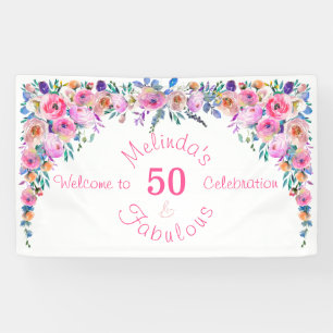 Floral Elegant 50 en Fabulous Birthday Spandoek
